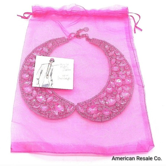 Isaac Mizrahi Live! Multishape Crystal Collar Statement Necklace 15" Silvertone - Picture 4 of 8